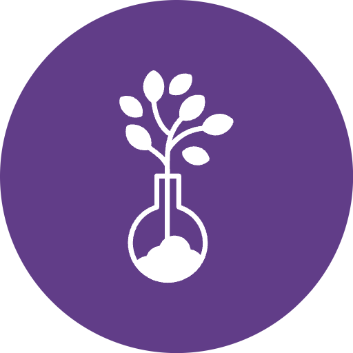 Ícone de uma folha verde em círculo azul